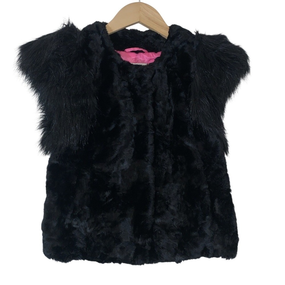 Skaist Taylor Womens Vest XS Black Faux Fur Neiman Marcus Target Rocker Cropped